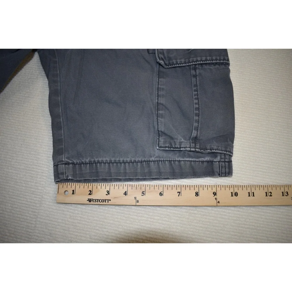 Arizona Jean Co. Men's Gray Cotton Canvas Cargo Shorts Flat Front Zip Pockets